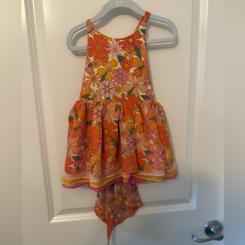18-24 month Pleiades x Abbie Hebert orange floral chiffon shortie dress